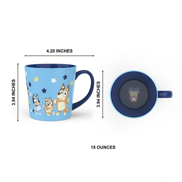 1 Bluey Mug, Blue with Bluey’s Family, 15 oz - Picture 7 of 10